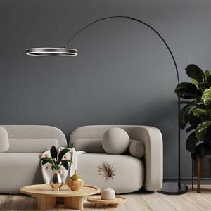 Steinhauer LED obloukové svítidlo Ringlux, černé, kovové, stmívač, stmívatelný, Černá, Obývací pokoj / jídelna, kov, Moderní