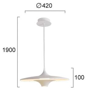Viokef Závěsné LED světlo Rene, bílé, Ø 42 cm, kov, Bílá / opál, Obývací pokoj / jídelna, kov, Moderní