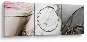 Obraz - Mramorový inkoust (s hodinami) (90x30 cm)