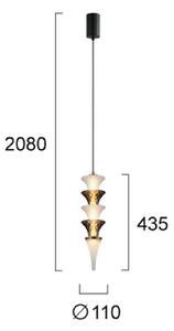 Viokef LED závěsné světlo Venera, výška 43 cm, bílá/hnědá, sklo, Bílá / opál, Obývací pokoj / jídelna, Sklo
