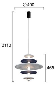 Viokef Závěsné světlo LED Azul, výška 46 cm, modrá/šedá/černá, plsť, Hliník / šedá / zinek, Obývací pokoj / jídelna, Plast