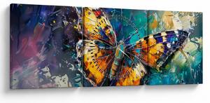 Obraz - Motýl, olejomalba (s hodinami) (90x30 cm)