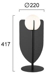 Viokef Stolní lampa Fedora, výška 42 cm, černá, kov/sklo, Černá, Obývací pokoj / jídelna, kov