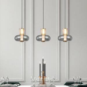 Viokef Závěsné LED světlo Sire, délka 92 cm, kouřové/bronzové sklo, 3 svítidla., Hliník / šedá / zinek, Obývací pokoj / jídelna, kov
