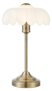 Markslöjd Stolní lampa Kurage, starý mosaz/bílá, sklo, výška 43 cm, E27, Bronz / starožitná mosaz, Obývací pokoj / jídelna, Sklo