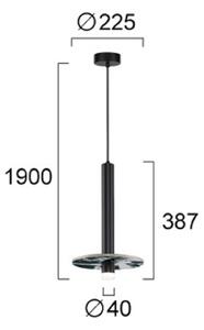 Viokef Závěsné světlo LED Leandros, černá, Ø 40 cm, umělý kámen/kov, Černá, Obývací pokoj / jídelna, kov