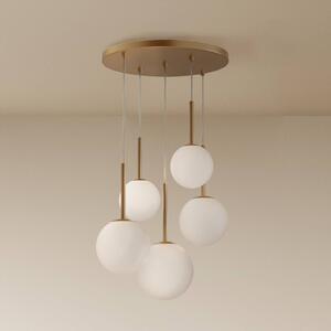 Maytoni Závěsná lampa Basic form, zlatá, Ø 58 cm 5 světel, sklo, stmívatelný, Mosaz / zlato, Obývací pokoj / jídelna, Sklo, Moderní, Koule