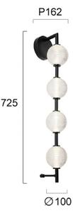 Viokef LED nástěnné světlo Abeona, výška 72 cm, černá, kov, 4 svítidla., Černá, Obývací pokoj / jídelna, kov