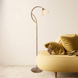 Steinhauer Stojací lampa Anthea, bronzová, krémová, kov, sklo, E27, Bronz / starožitná mosaz, Obývací pokoj / jídelna, kov