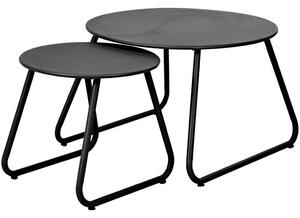 Sada kovových odkládacích stolků, Ø 40 cm, Ø 60 cm, černá barva