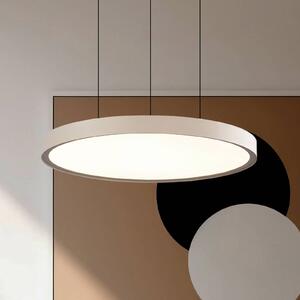 Viokef Závěsné světlo LED Denver, Ø 49 cm, béžová, kov, Krémová / jantar, Obývací pokoj / jídelna, Hliník, Moderní