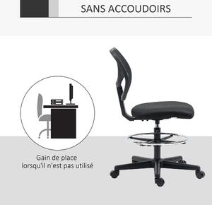 Ergonomická kancelářská židle Vinsetto s vysokým sedákem, síťovaný opěrák, nastavitelná výška 50-70 cm, otočný podnožník 360°, černá | Aosom