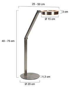 Steinhauer LED stolní lampa Ringlux, ocelová barva, kov, 2 700 K, stmívač, stmívatelný, Hliník / šedá / zinek, Obývací pokoj / jídelna, kov, Moderní, Stolní lampa