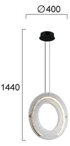 Viokef Závěsné světlo LED Tamara, kouřově šedé, Ø 40 cm, sklo/kov, Hliník / šedá / zinek, Obývací pokoj / jídelna, Sklo, Moderní