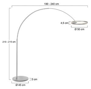 Steinhauer LED obloukové svítidlo Ringlux, ocelová barva, kov, stmívač, stmívatelný, Hliník / šedá / zinek, Obývací pokoj / jídelna, kov, Moderní