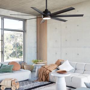Beacon Lighting Stropní ventilátor s osvětlením Atlanta, černý, tichý, stmívatelný, Černá, Obývací pokoj / jídelna, Plast, Moderní