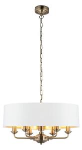 Endon 98933 - Lustr na řetězu HIGHCLERE 6xE14/40W/230V bílá/mosaz