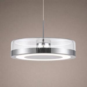 Lucande Závěsné světlo La Latta, 1 žárovka, Ø 30 cm, chrom, sklo, stmívatelný, Chrom / stříbro, Sklo, Design
