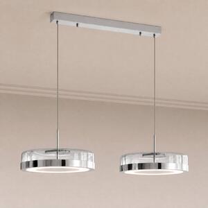 Lucande Závěsné světlo La Latta, 2 žárovky, 80 cm, chrom, sklo, stmívatelný, Chrom / stříbro, Sklo, Design