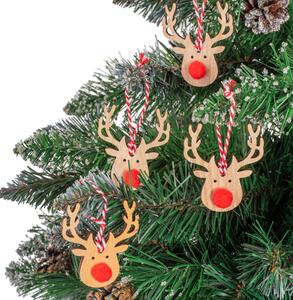 Vánoční závěsné ozdoby na stromeček ze dřeva 9 ks - sobíci