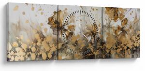 Obraz - Abstraktní květinová malba (s hodinami) (90x30 cm)