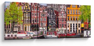 Obraz - Amsterdam, taneční domy (s hodinami) (90x30 cm)