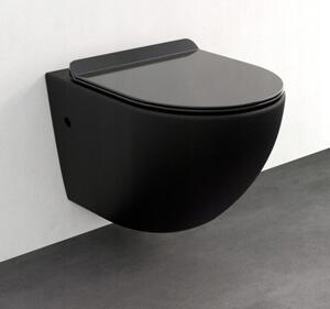 Závěsné WC MEXEN LENA RIMLE - černé lesklé + Duroplast sedátko slim, 30224070