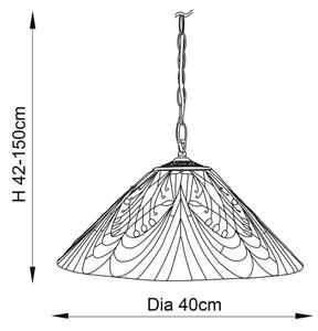 Endon 64162 - Lustr na řetězu Tiffany HECTOR 1xE27/60W/230V pr. 40 cm