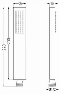Ruční mosazná sprchová hlavice R-02 - 1 funkce - 200x35 mm - černá