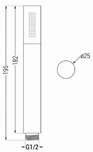 Ruční mosazná sprchová hlavice MEXEN R-70 - 1 funkce - 182x25 mm - černá, 79570-70