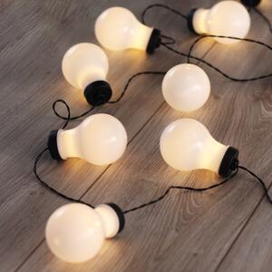 Černý LED světelný řetěz ve tvaru žárovek DecoKing Bulb, 10 světýlek, délka 2,2 m