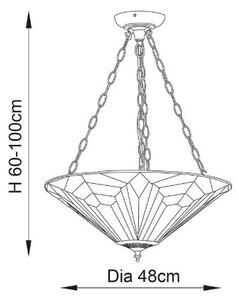 Endon 63936 - Lustr na řetězu Tiffany ASTORIA 3xE27/60W/230V pr. 48 cm