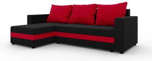 Rohová sedačka Safino (černá + červená) (L). 1042616