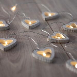 LED světelný řetěz ve tvaru srdíček DecoKing Heart, 10 světýlek, délka 1,65 m