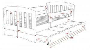 Dětská postel CLASSIC se šuplíkem - bílá 180x80 cm