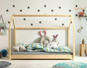 Dětská domečková postel IZABELA - přírodní 160x80 cm