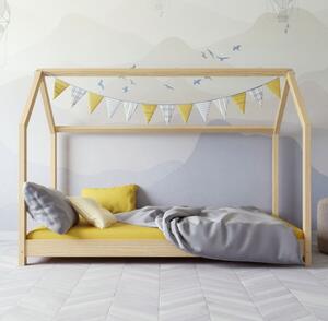 Dětská domečková postel IZABELA - přírodní 160x80 cm