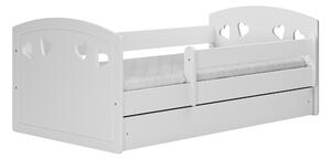 Dětská srdíčková postel JULIE se šuplíkem - bílá 140x80 cm