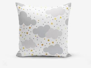 Povlak na polštář s příměsí bavlny Minimalist Cushion Covers Grey Clouds With Points Stars, 45 x 45 cm