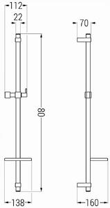 Sprchová kovová tyč s držákem na ruční sprchu a mýdlo MEXEN DQ - 80 cm - bílá