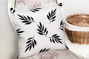 Černo-bílý povlak na polštář s příměsí bavlny Minimalist Cushion Covers Black White Leaf, 45 x 45 cm