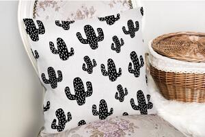 Černo-bílý povlak na polštář s příměsí bavlny Minimalist Cushion Covers Black White Cactus, 45 x 45 cm