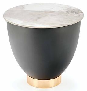 Přístavný stolek CICALAO S bílý mramor/černá/šedá