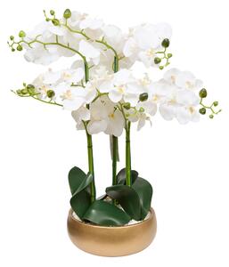 Umělá orchidej ve zlatém květináči SANAE, výška 65 cm