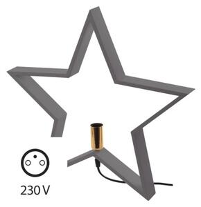 EMOS Dřevěný vánoční svícen ve tvaru hvězdy, 1xE14, šedý ZY2216