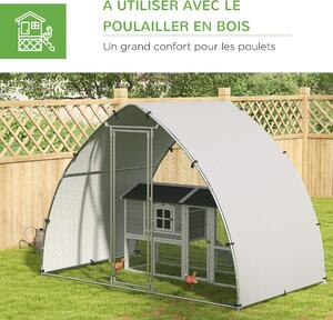 PawHut Velká Kurníková Klientela Pro Kuřata 5.75m² S UV-Ochrannou Střechou, Mřížková Oplocení 3.04D x 1.9Š x 2.2V m, Galvanizovaná Ocel, Zámek Dveře