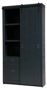 Černá šatní skříň z borovicového dřeva s posuvnými dveřmi 122x232 cm Slide - vtwonen