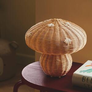 Stolní lampa Allie, ratan, tvar houby, přírodní hnědá barva