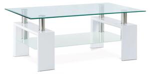 Konferenční stolek 110x60x45 cm, černý lesk / čiré sklo 8 mm Bílá