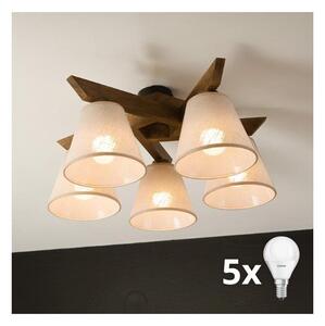 Brilagi - LED Přisazený lustr ANTHONY 5xE14/40W/230V dub ořech/béžová